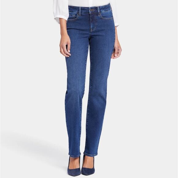 SALE Nydj Marilyn Straight Jeans Cooper blue sz 12 EUC - Picture 1 of 10